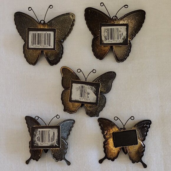 Five Vintage Brightly Colored Metal Butterflies Magnets - Picture 8 of 9
